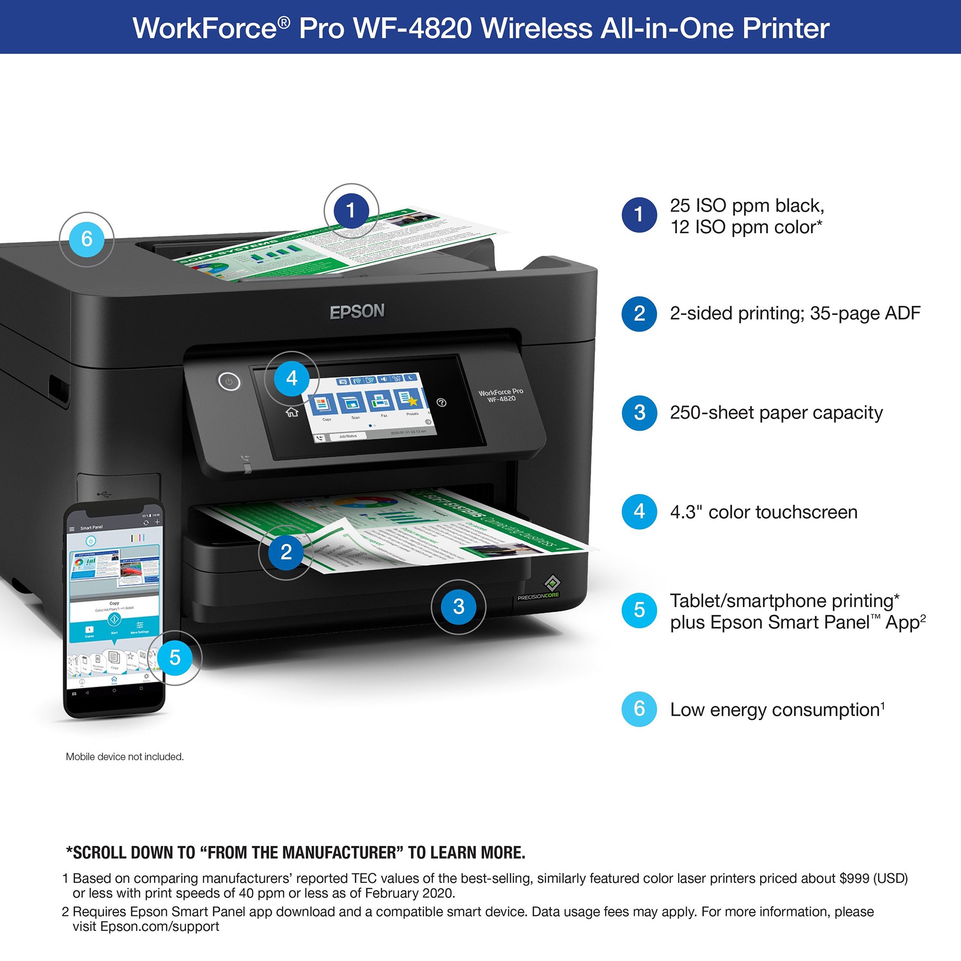 Epson WorkForce Pro WF-4820 Wireless All-in-One Printer - photo 2