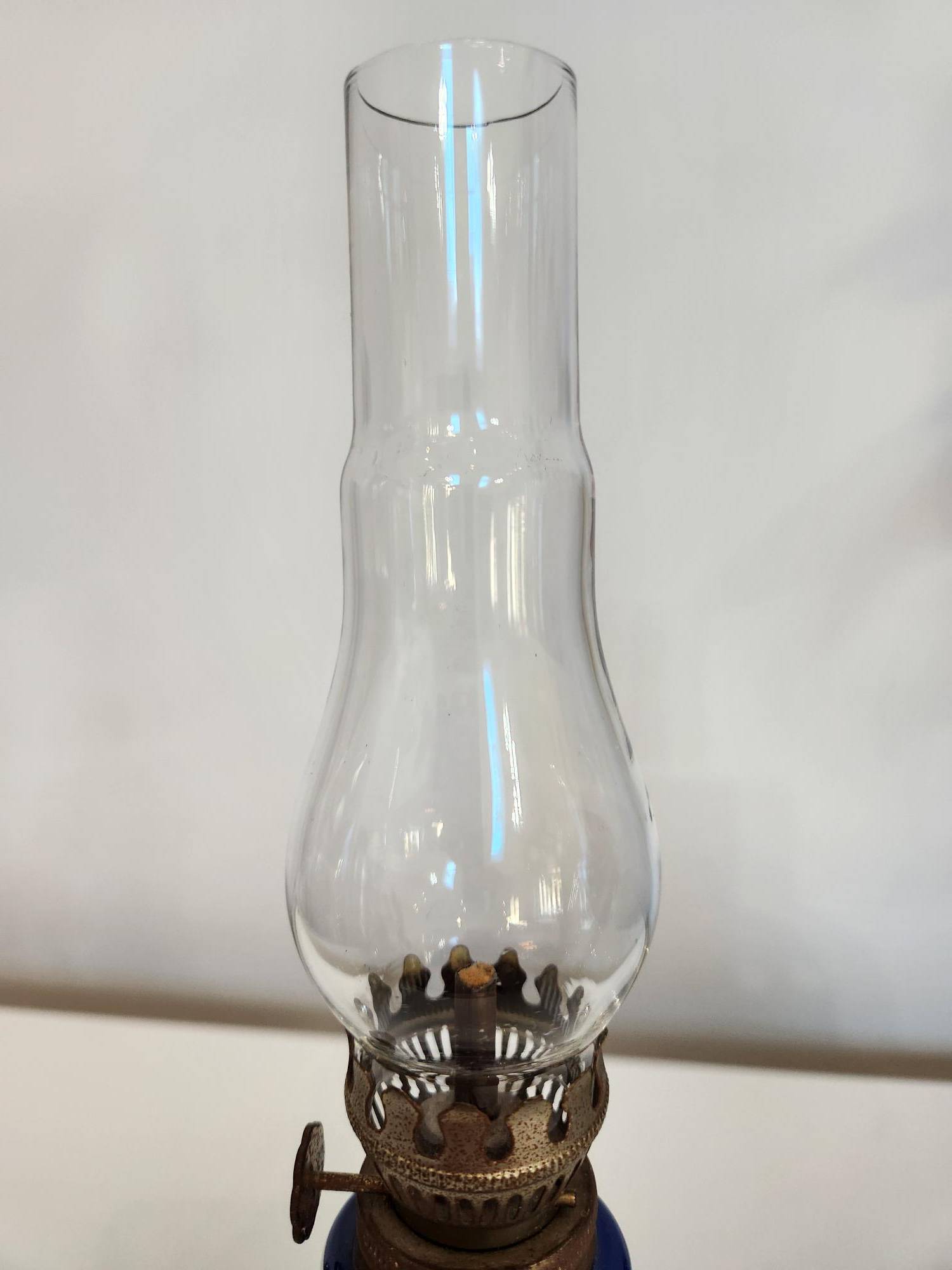 Vintage Japanese Cobalt Blue Ceramic Oil Lamp - photo 3