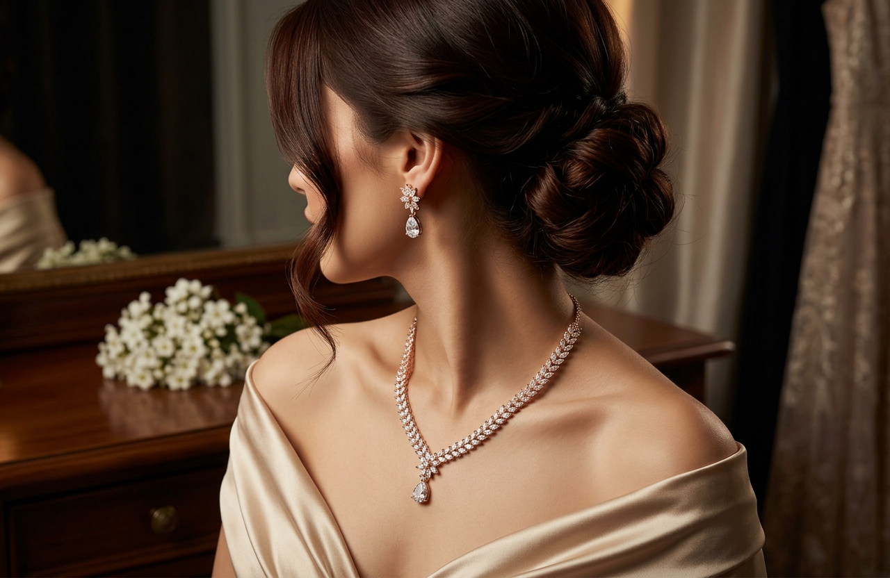 Sparkling Necklace and Earring Set