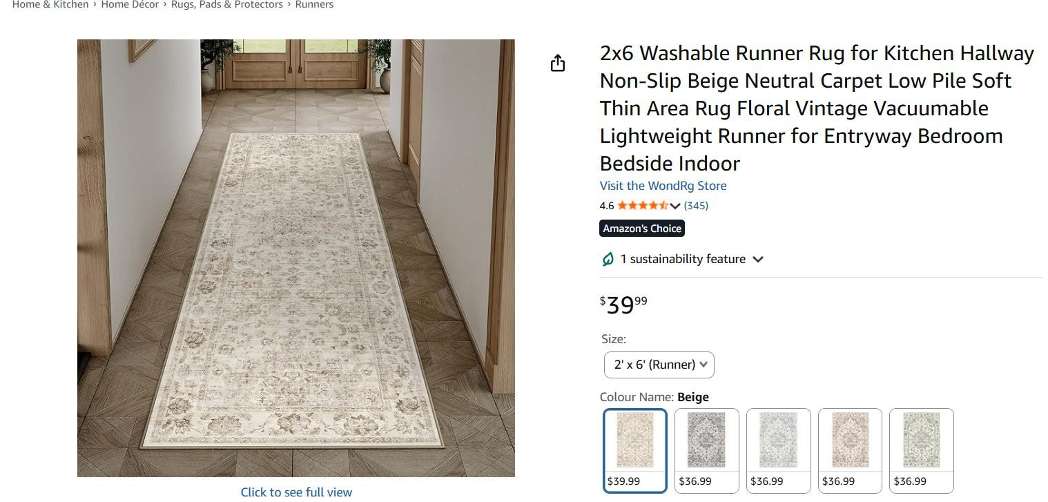2'x6' Washable Runner Rug - photo 2