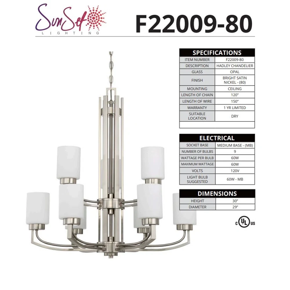 Beautiful New Chandelier (Dimmable)