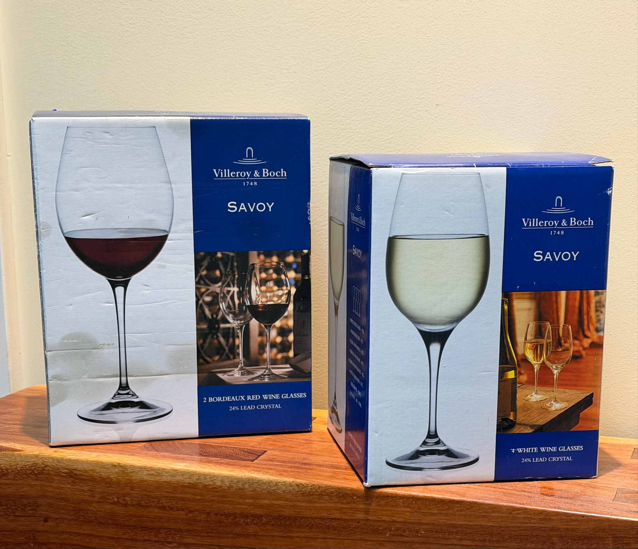 Villeroy & Boch Savoy Crystal Wine Glasses - 6 Boxed