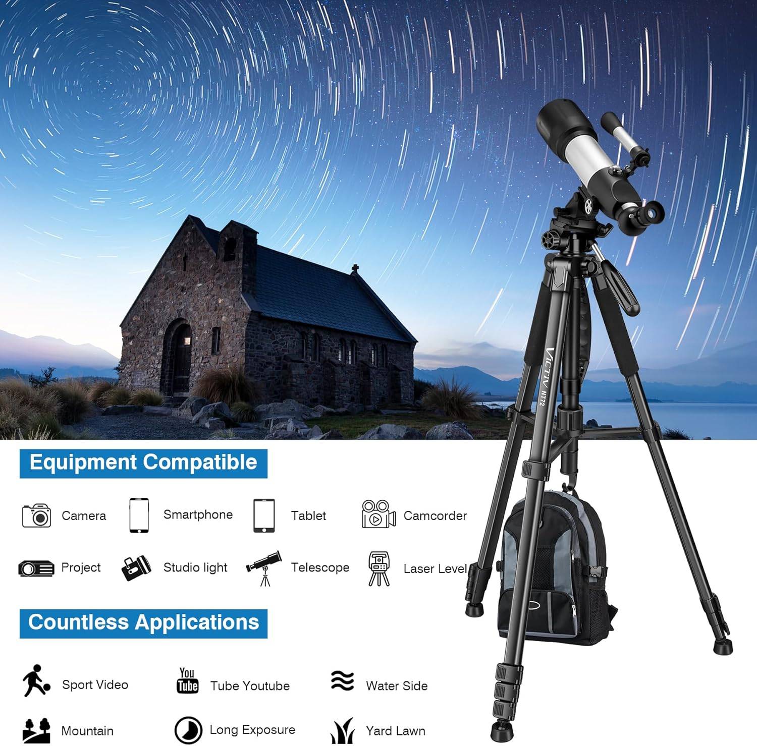 72-inch Camera Tripod Aluminum - photo 2