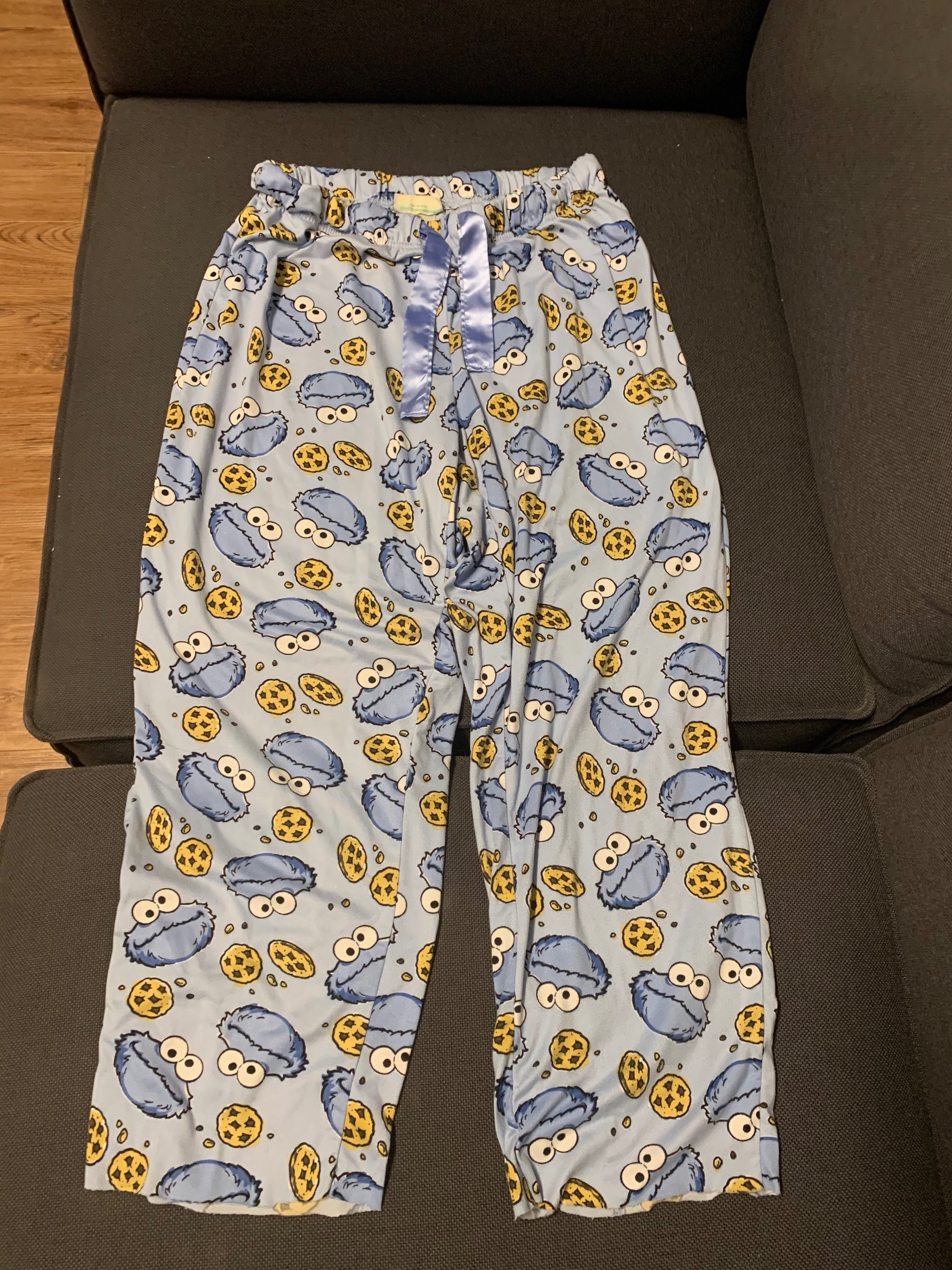 Cookie Monster Print Satin Pyjama Pants