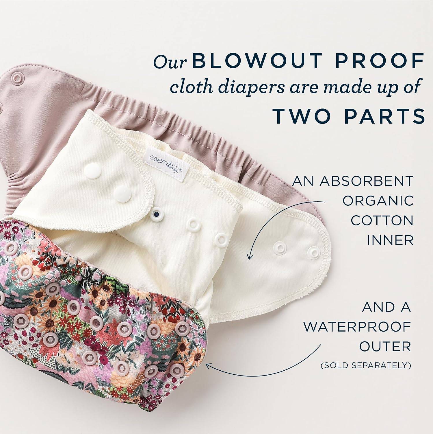 Esembly Organic Cotton Cloth Diaper Bundle Set - Size 1 - photo 3