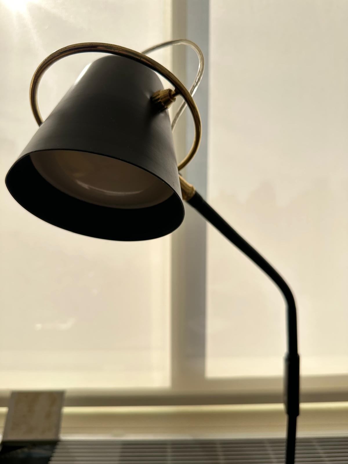 MOVING SALE - Black Adjustable Floor Lamp with Brass Accents - photo 2