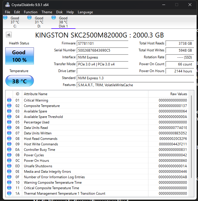 Kingston KC2500 NVMe SSD 2TB - photo 2