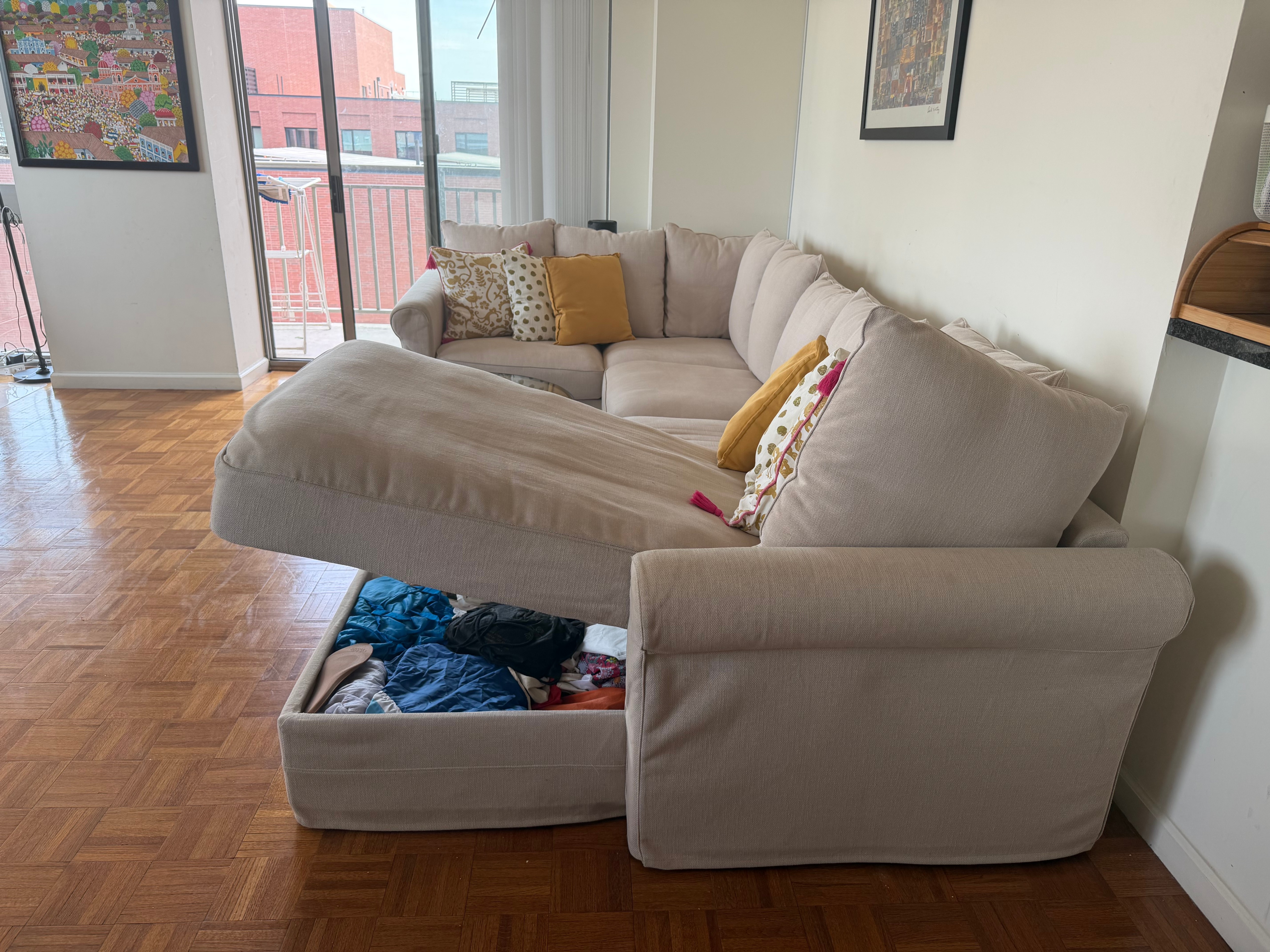 Light Beige IKEA KIKIV Sectional Sofa with Storage - photo 2
