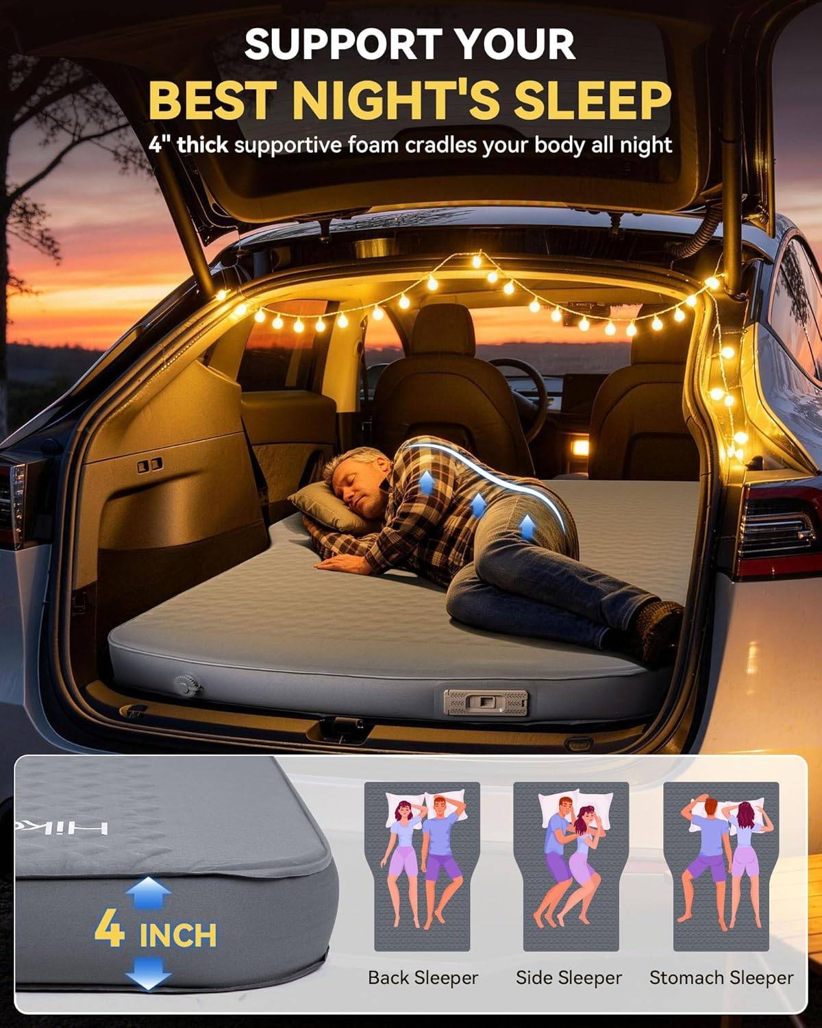 HIKENTURE Self-Inflating Mattress for Tesla Model Y - 4" Thick - photo 5