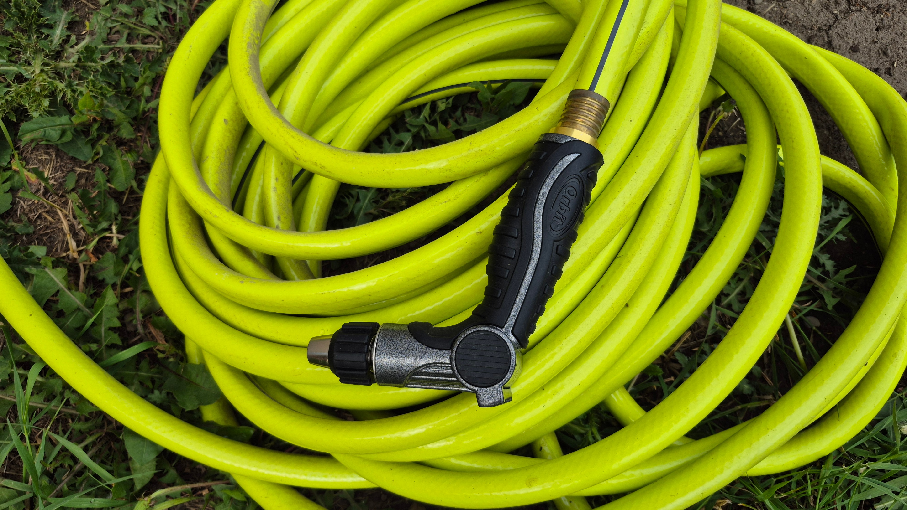 Yellow Garden Hose with Sprayer Nozzle - photo 2