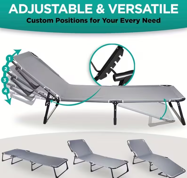 Grey Foldable Outdoor Lounge Chair / Camping Bed - Two sets - photo 2