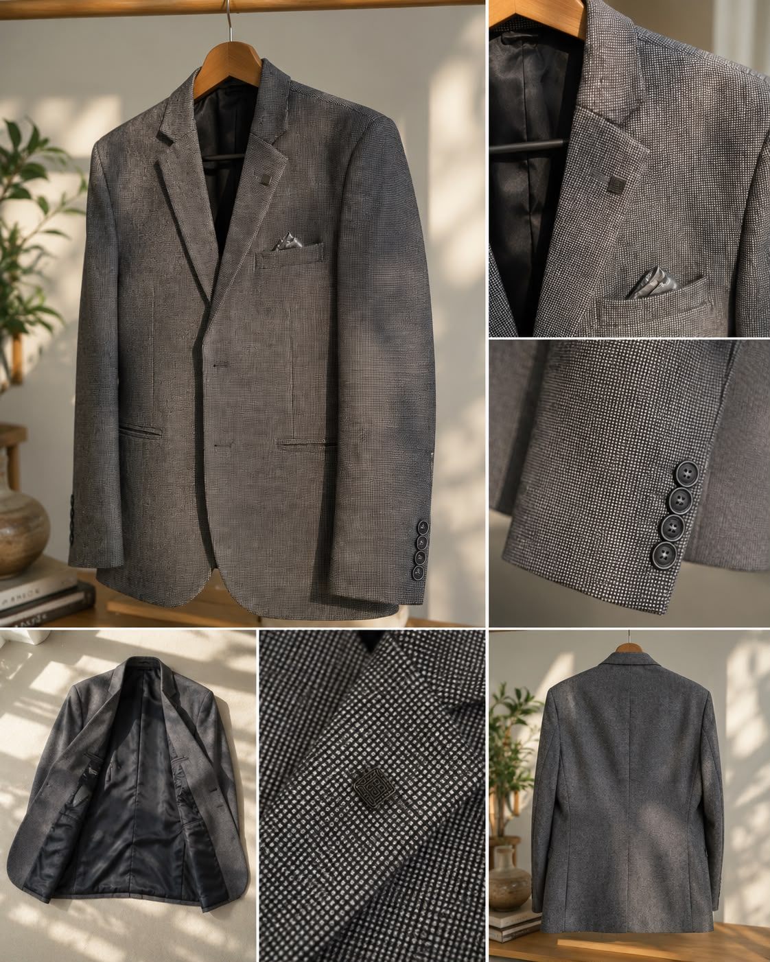 Men’s Slim Fit Grey Blazer - Medium (M) - Like New