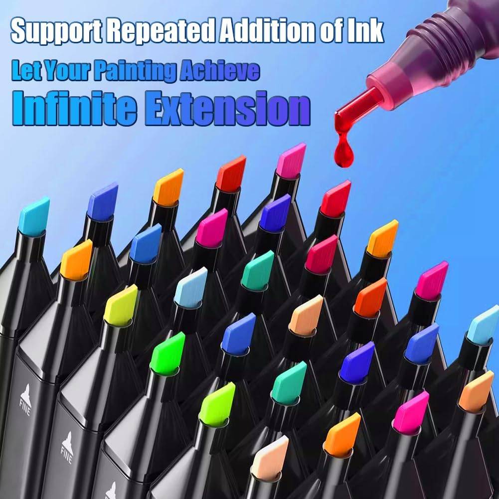 Alcohol Markers 168 Colors with Base Dual Tip Art Drawing Marker - photo 3