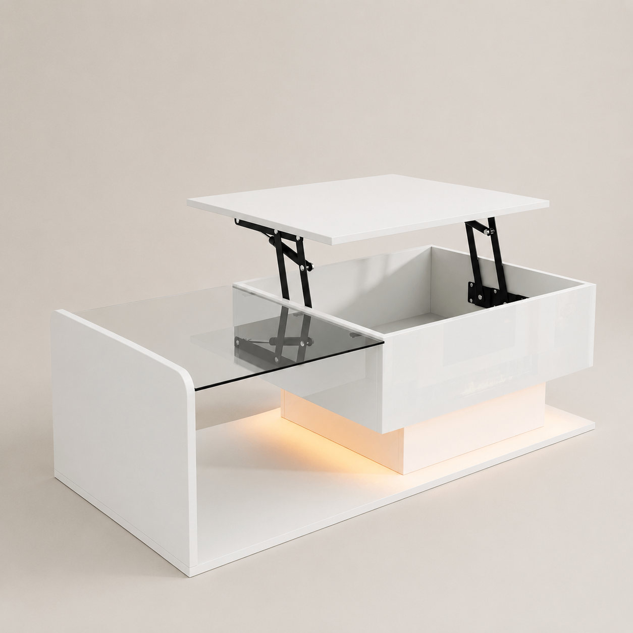 White Lift-Top Coffee Table with Hidden Storage - photo 5