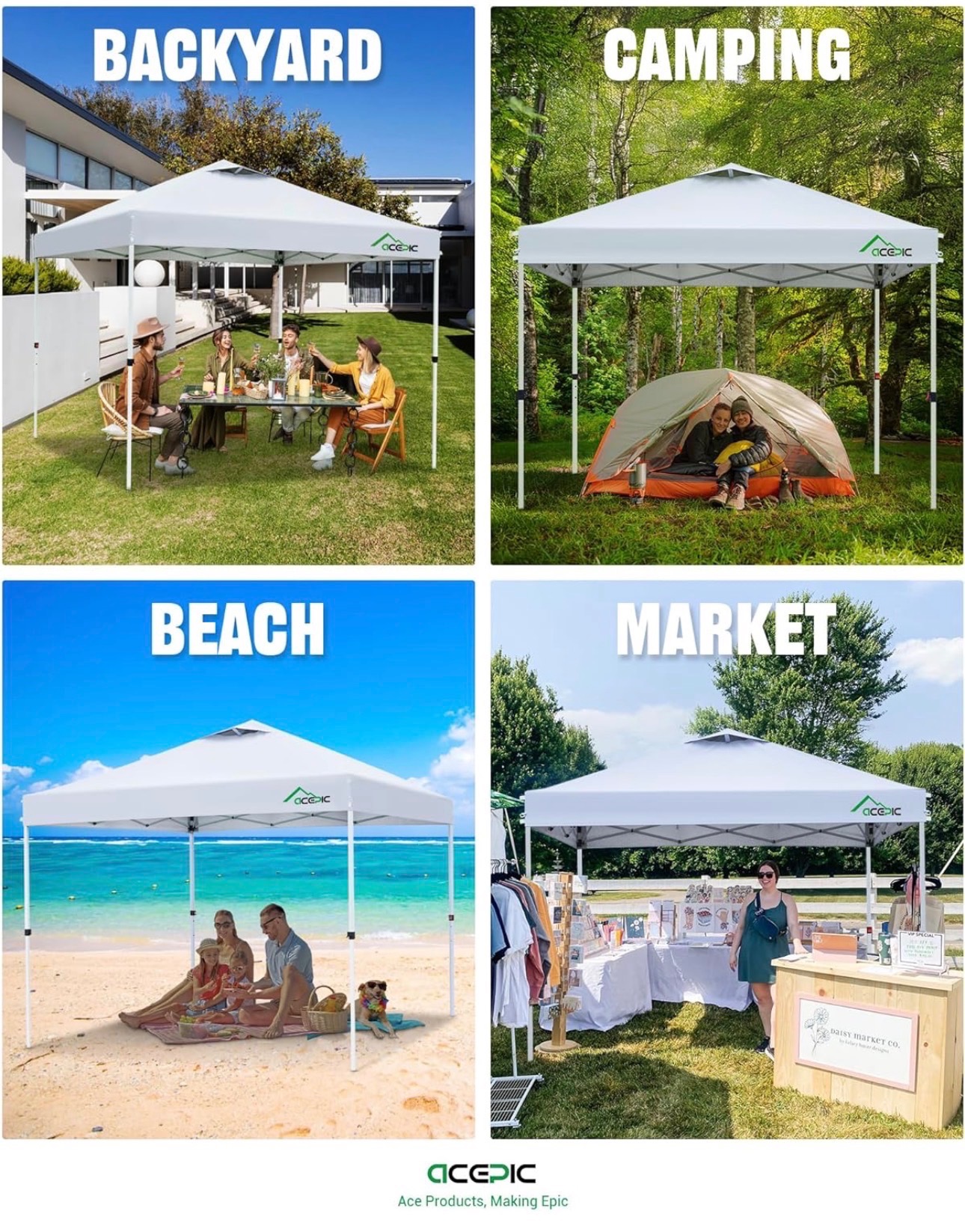 Pop Up Canopy 8x8ft Silver-Coating Portable Shelter UV Protect