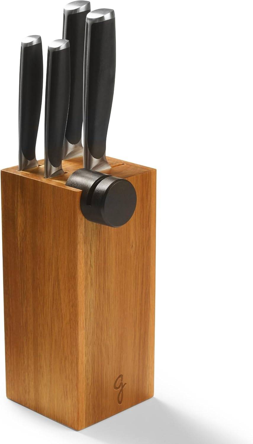 Starfrit Gourmet 6-Piece Kitchen Knife Set with Acacia Wood Blk