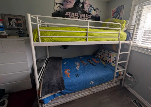 IKEA White Metal Twin Bunk Bed with Mattresses - photo 2