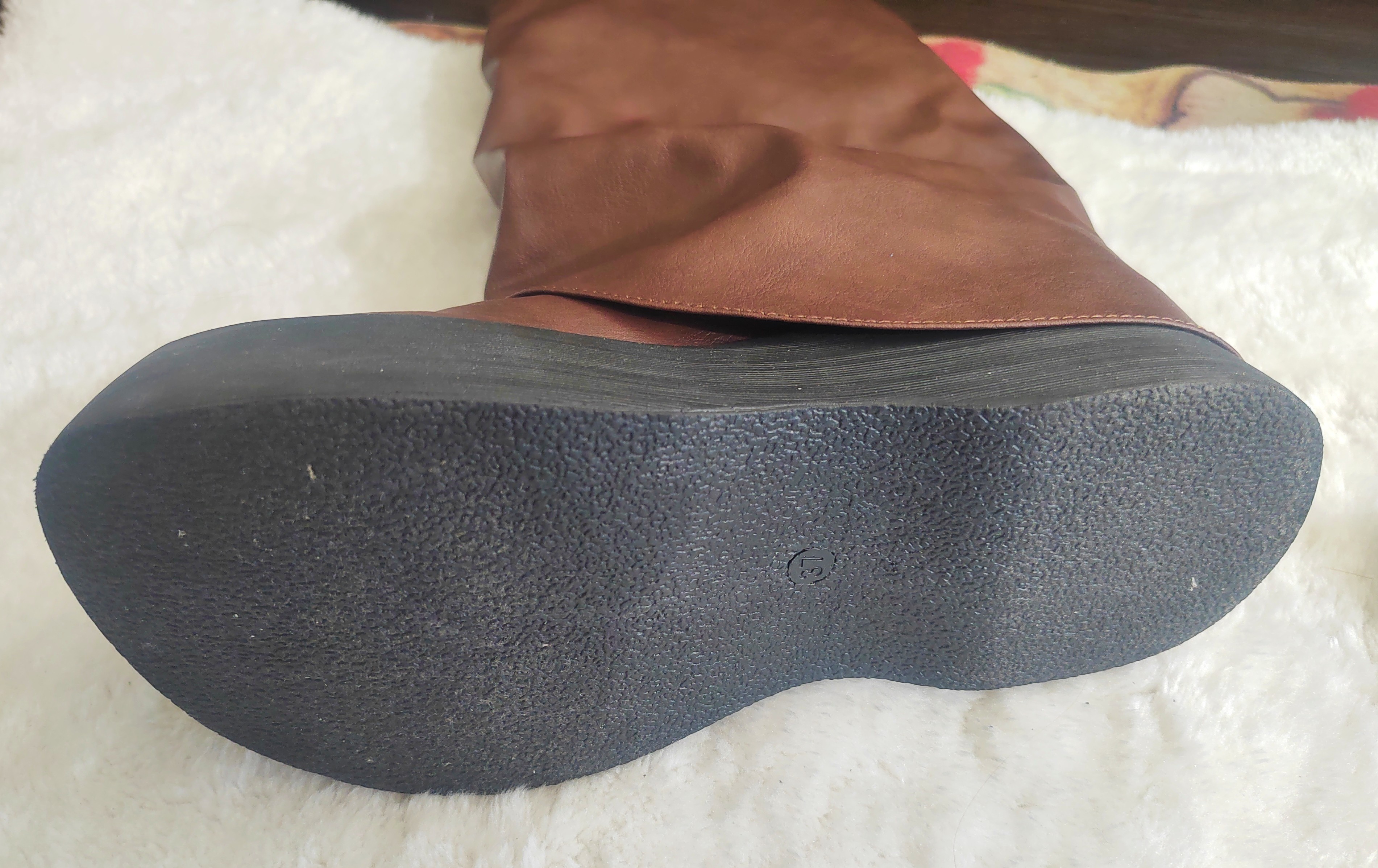 Brown Faux Leather Knee-High Boots with Zipper - photo 5
