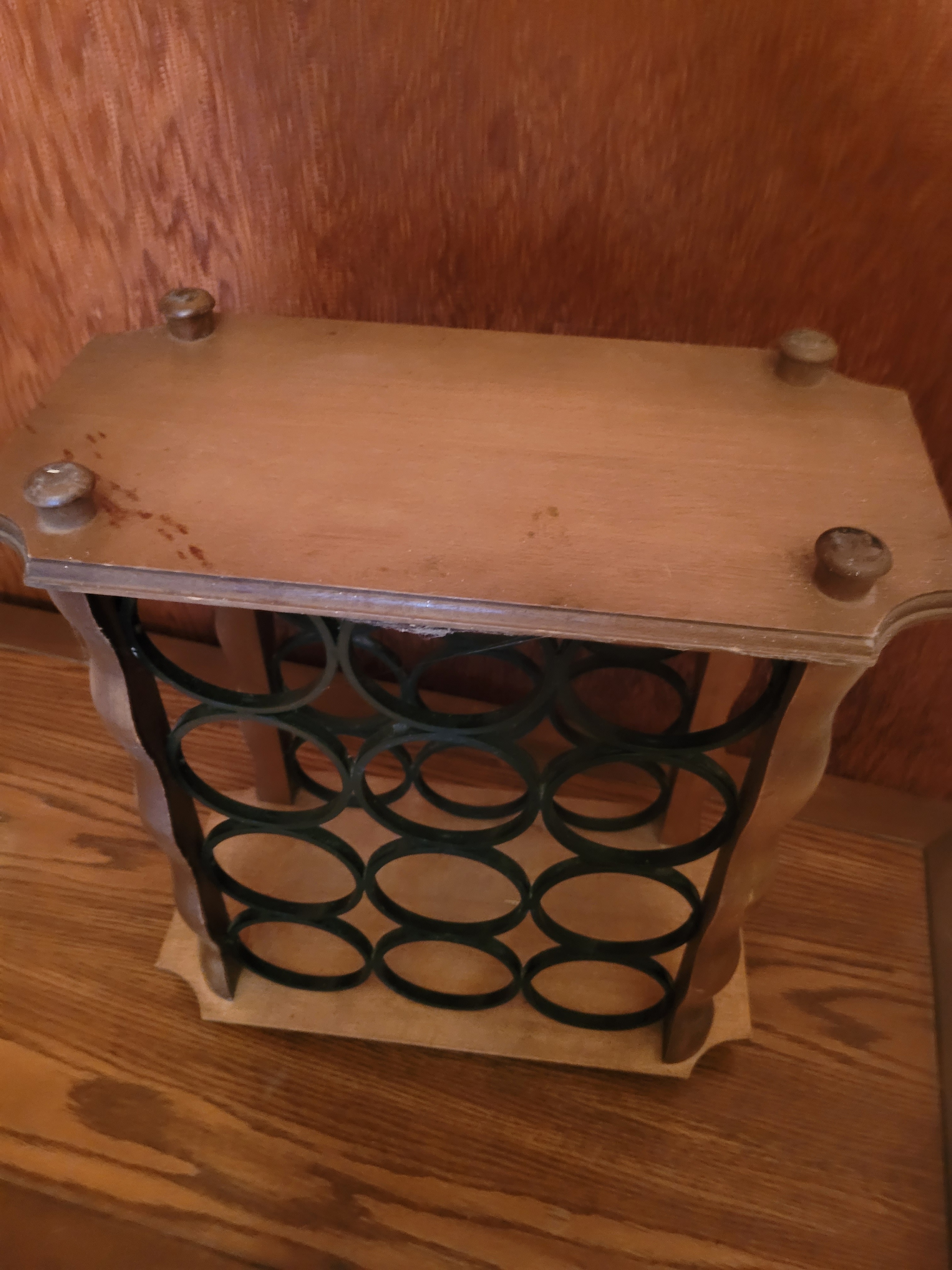 1970s 12-Bottle Countertop Wooden Wine Rack Free Standing - photo 3