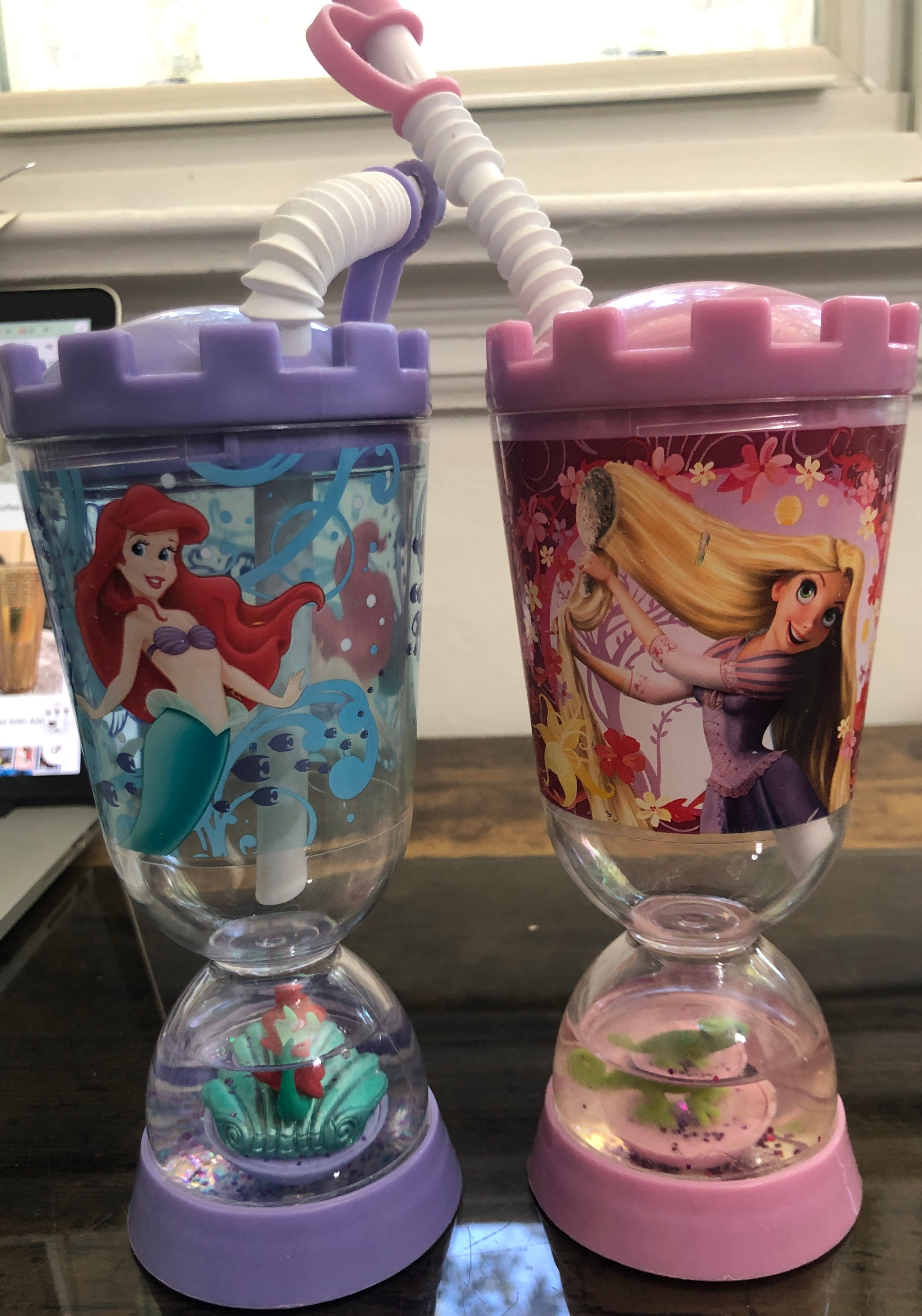 Disney Ariel and Rapunzel cups- Like new condition