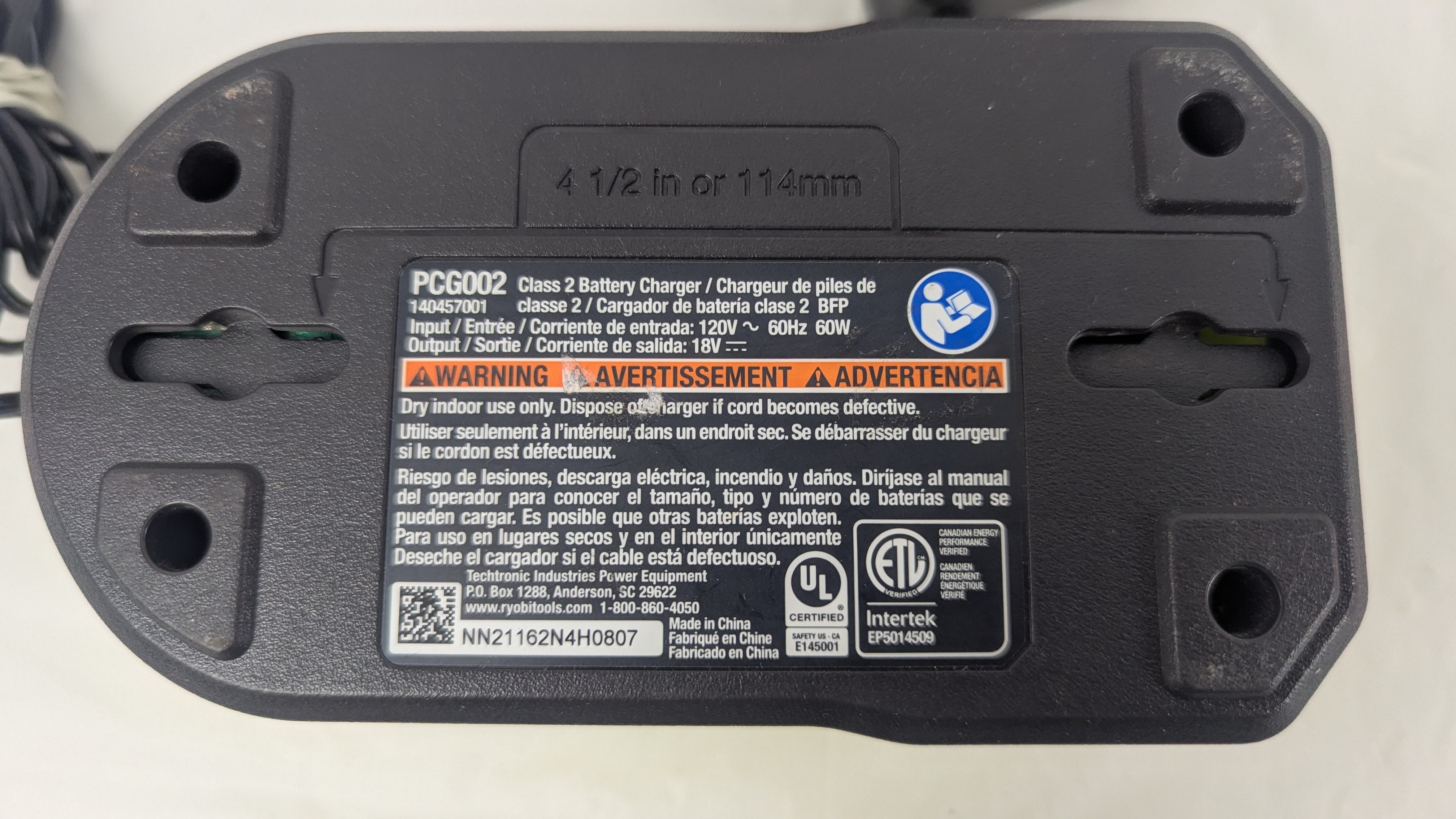 RYOBI ONE+ 18V Lithium-Ion Charger PCG002 18V - photo 3