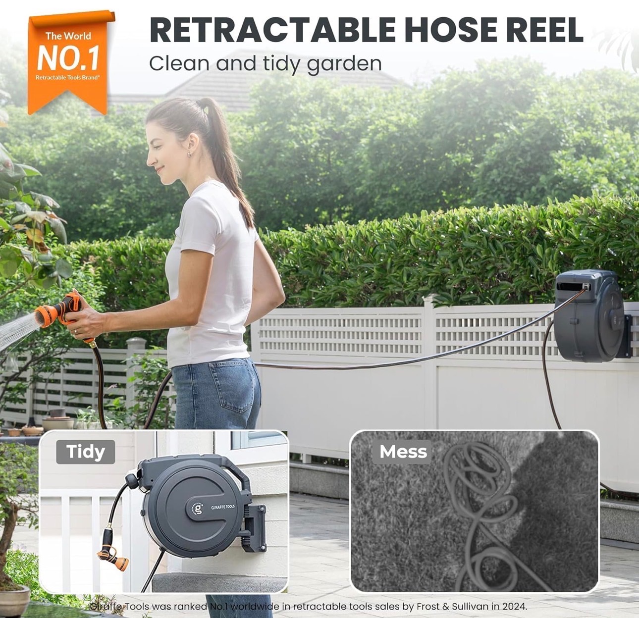 Giraffe Tools Hose Reel 5/8"x90ft Metal Bracket Heavy Duty - photo 4