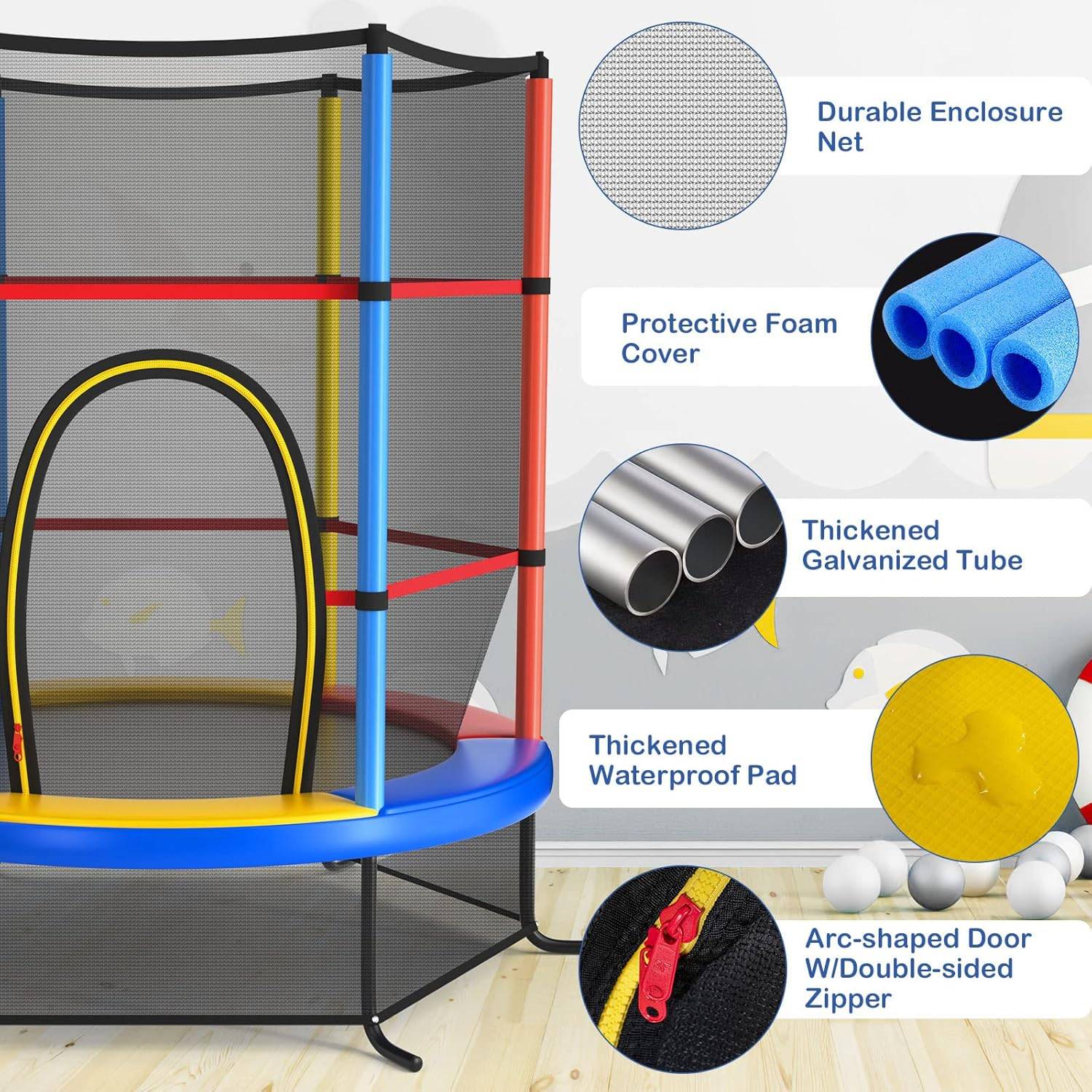 Giantex 55" Kids Trampoline with Safety Enclosure Net - photo 3