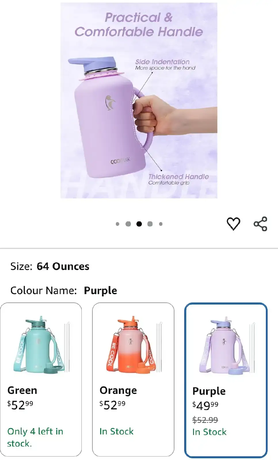 Coolflask 64 oz Water Bottle - Lavender - photo 2