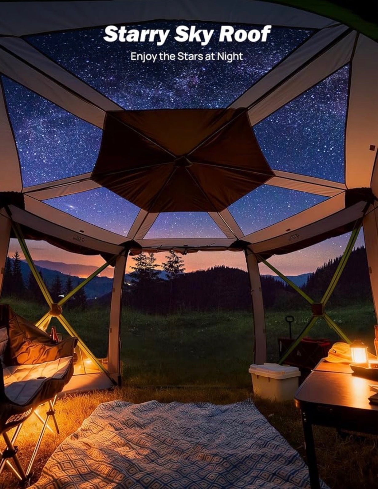 2-Rooms Gazebo Dual-Use Pop up SUV Tents 11x11ft for Camping - photo 5