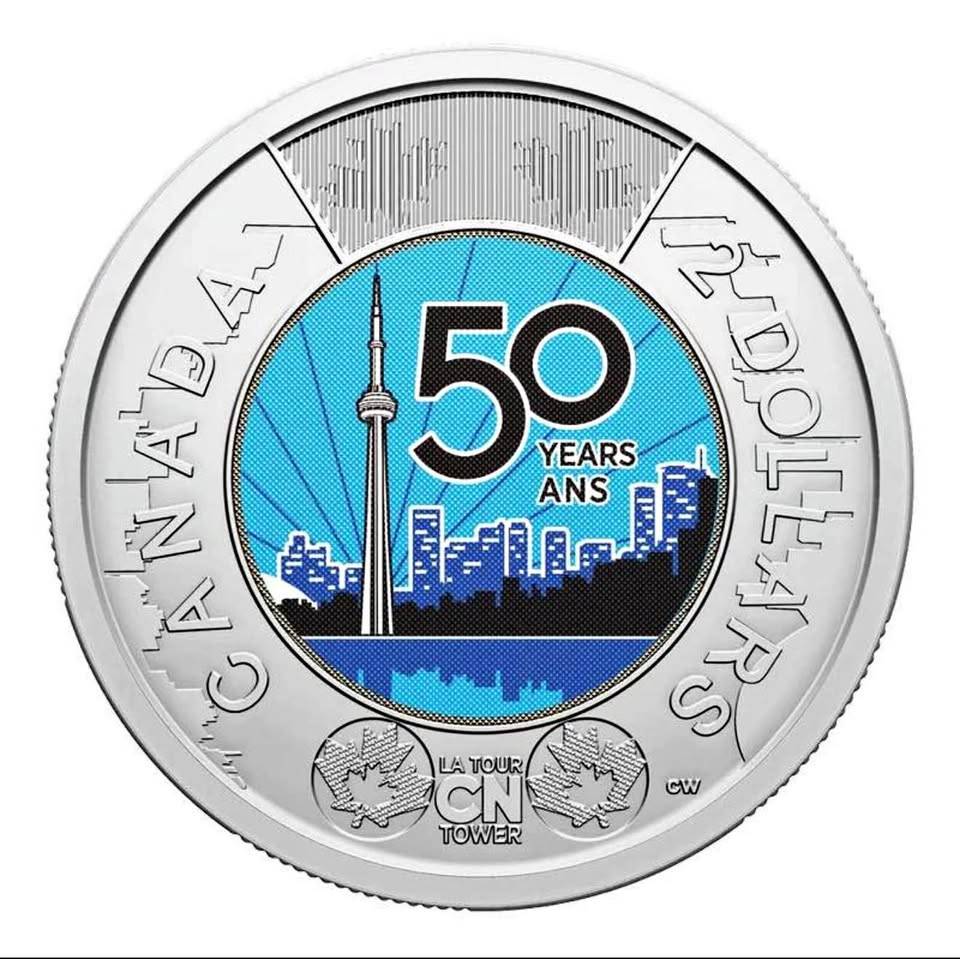 Canada 50 Years CN Tower 2 Dollar Coin 2020