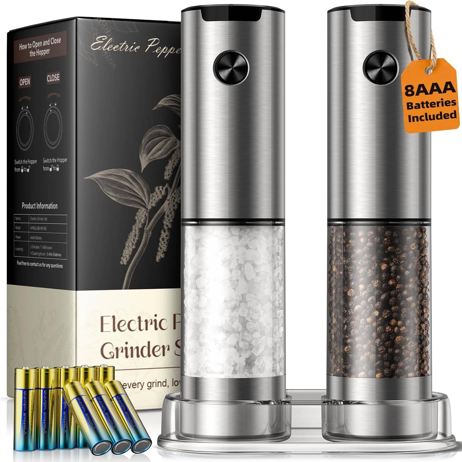 Electric Salt and Pepper Grinder Set
