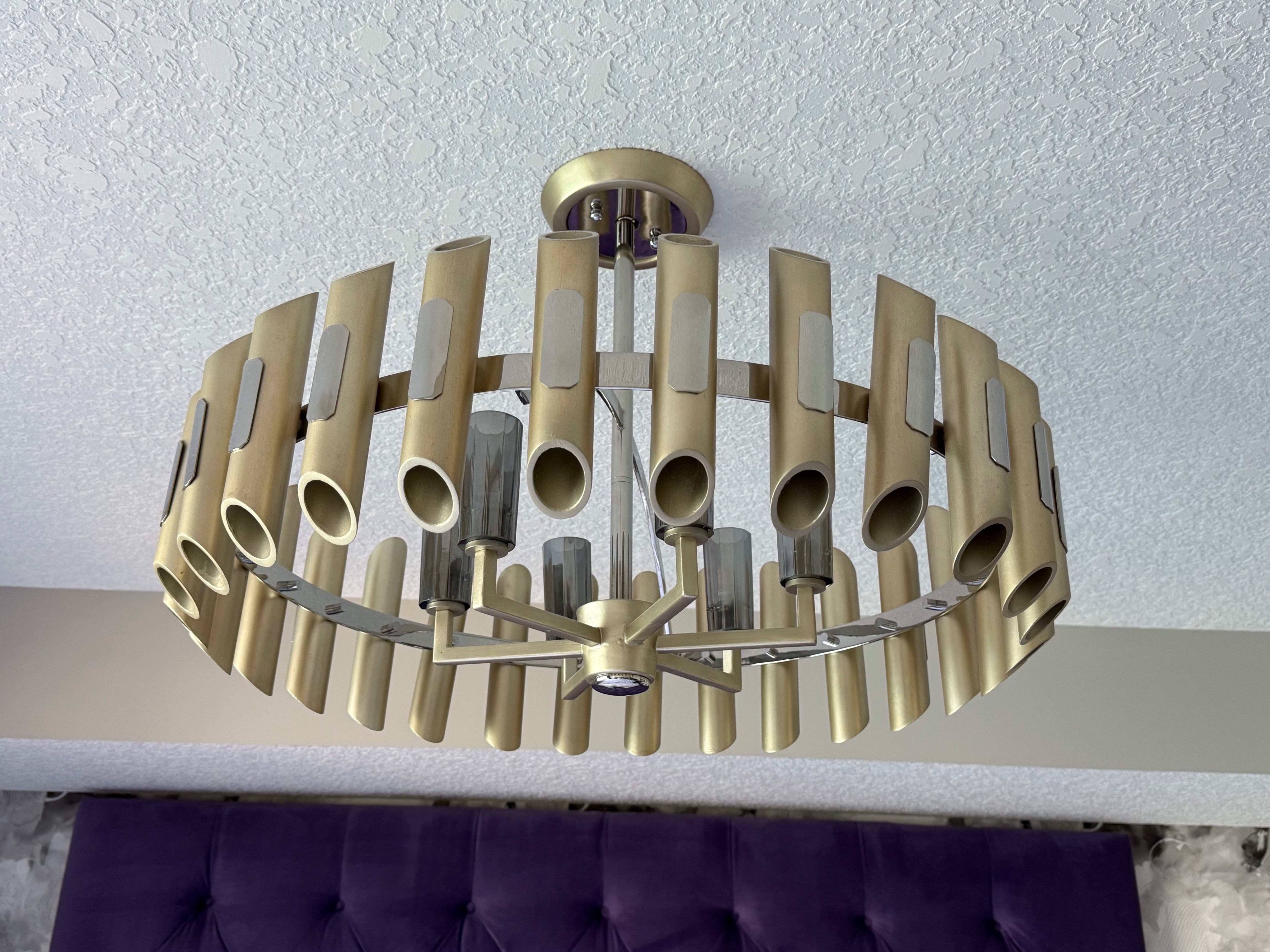 Semi-flush drum chandelier