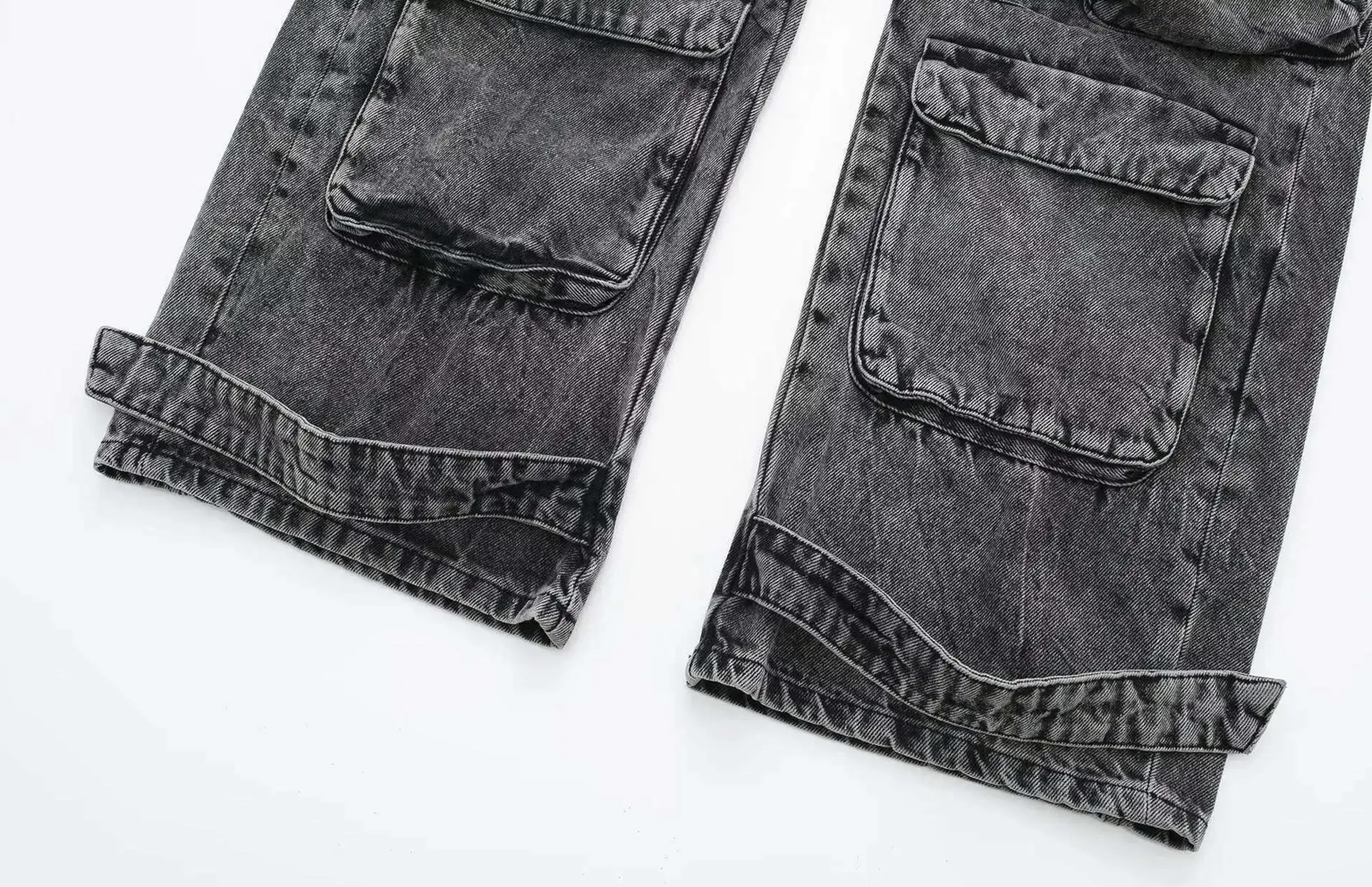 Women & Men Grey Wash Cargo Jeans - photo 4