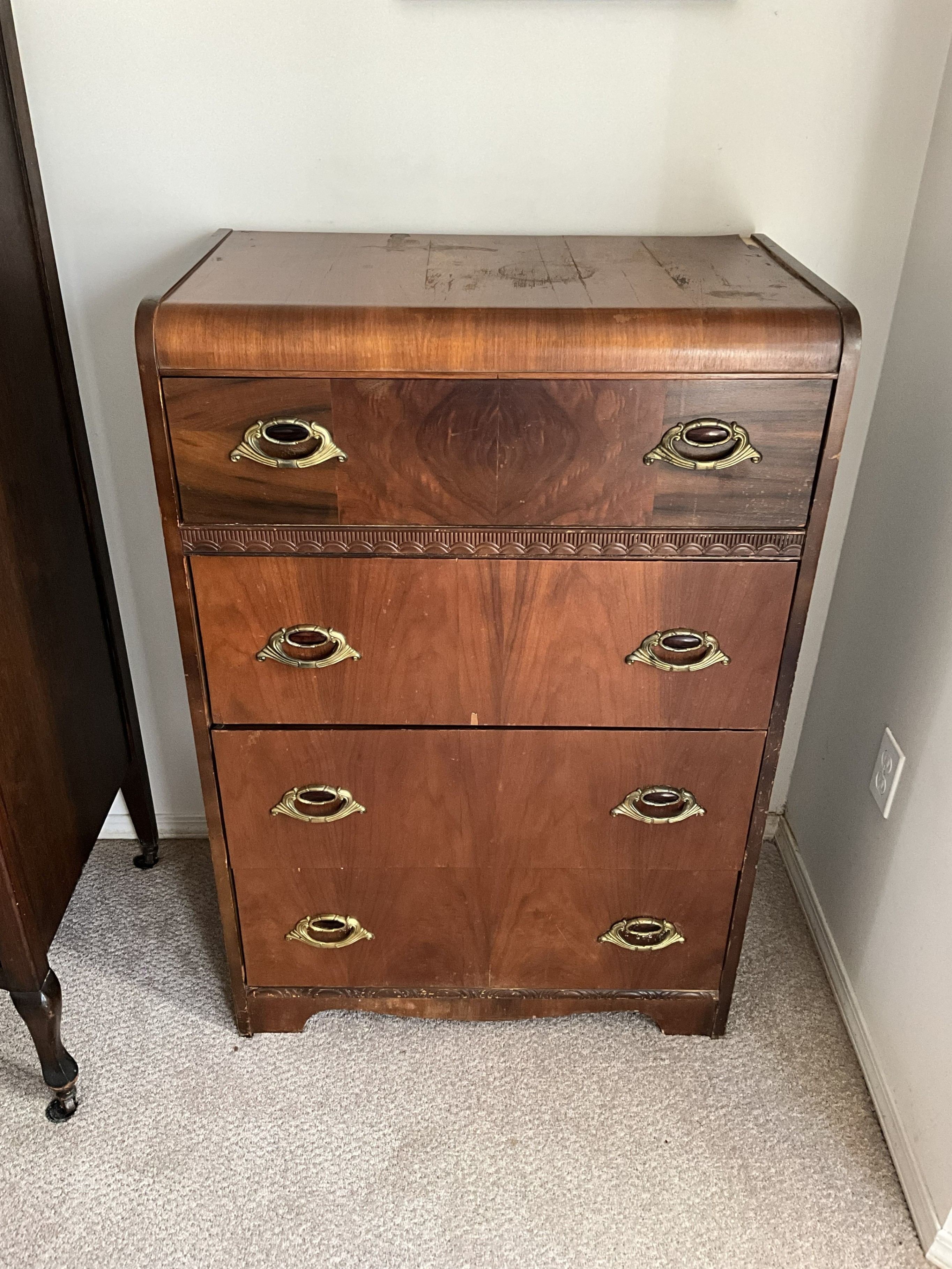3-Piece Bedroom Set Antique 1930s Art Deco "Waterfall" - photo 5