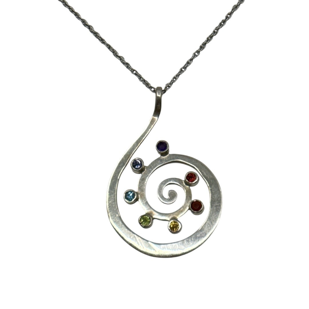 sterling silver gemstone spiral pendant - GM336 - photo 2