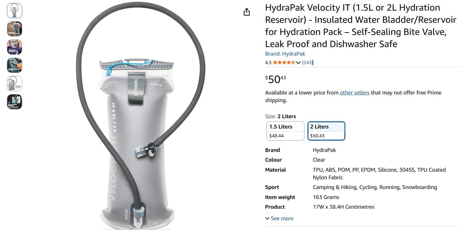 HydraPak Velocity IT 2L Hydration Reservoir - photo 2