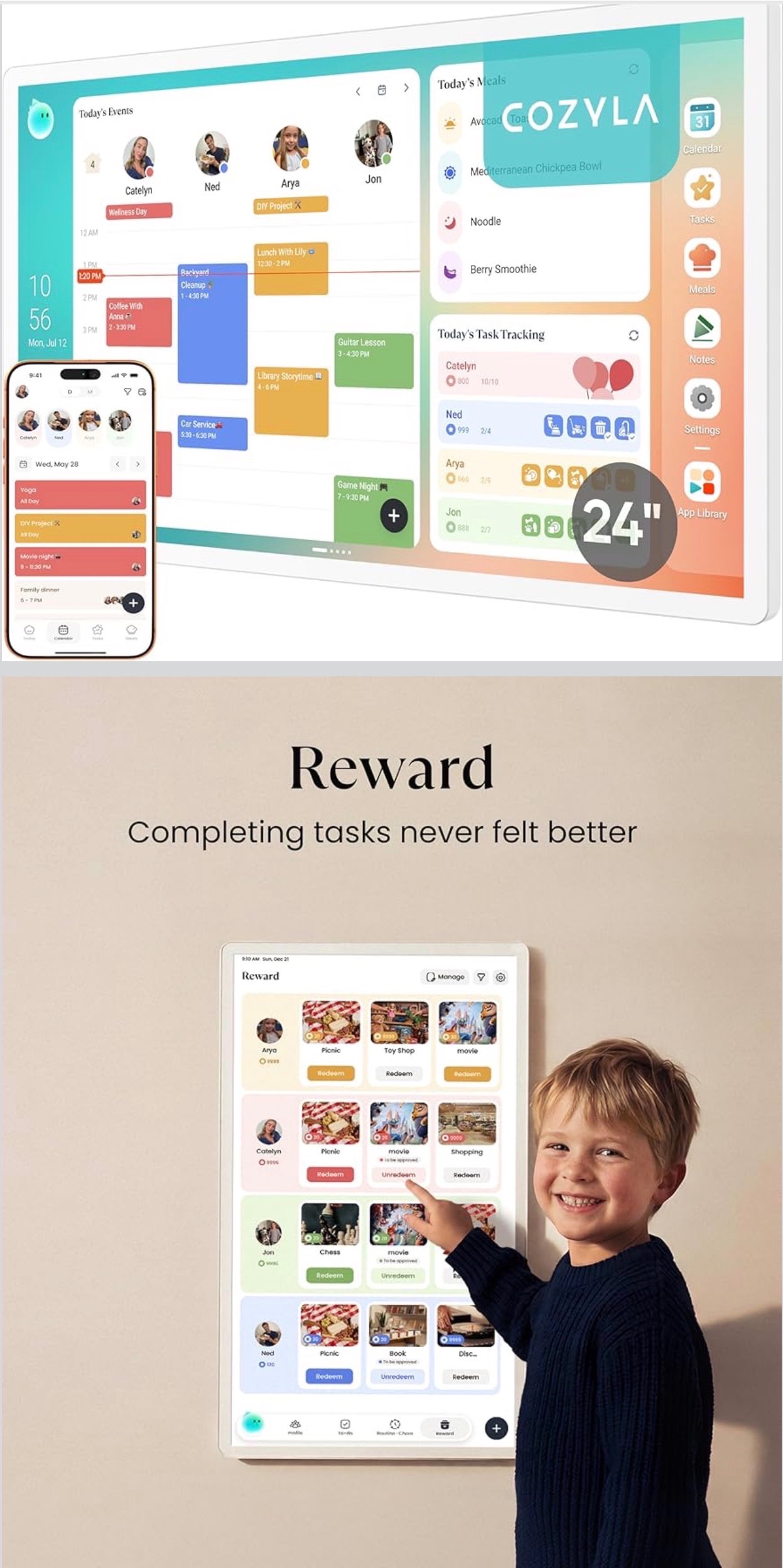 NEW: Digital Calendar 24" Touch Screen Customizable Dashboard