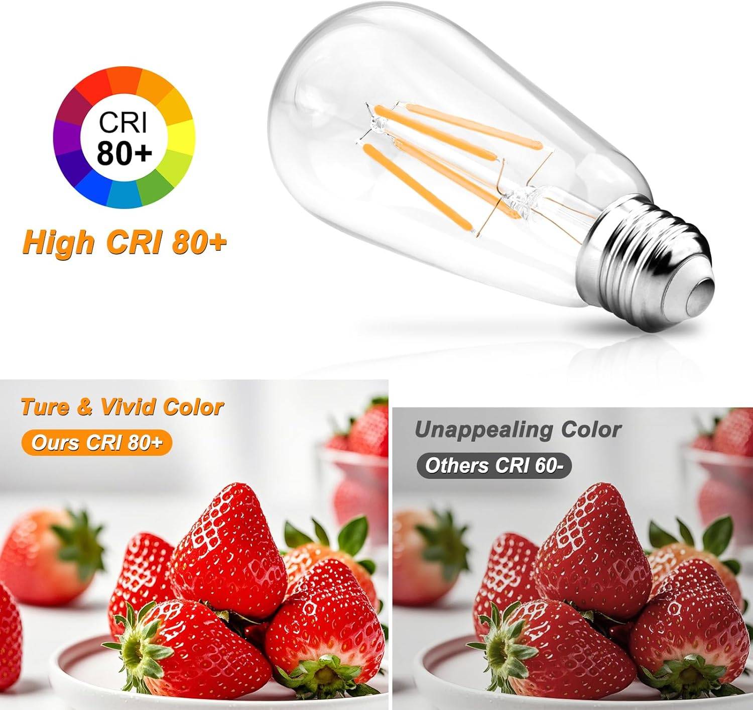 Vintage LED Edison Bulbs 6W Incandescent, Warm White 2700K - photo 5