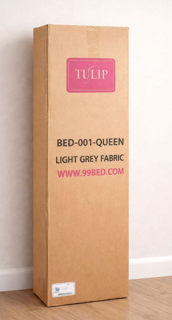 Tulip Queen Bed Frame - Light Grey Fabric - photo 3