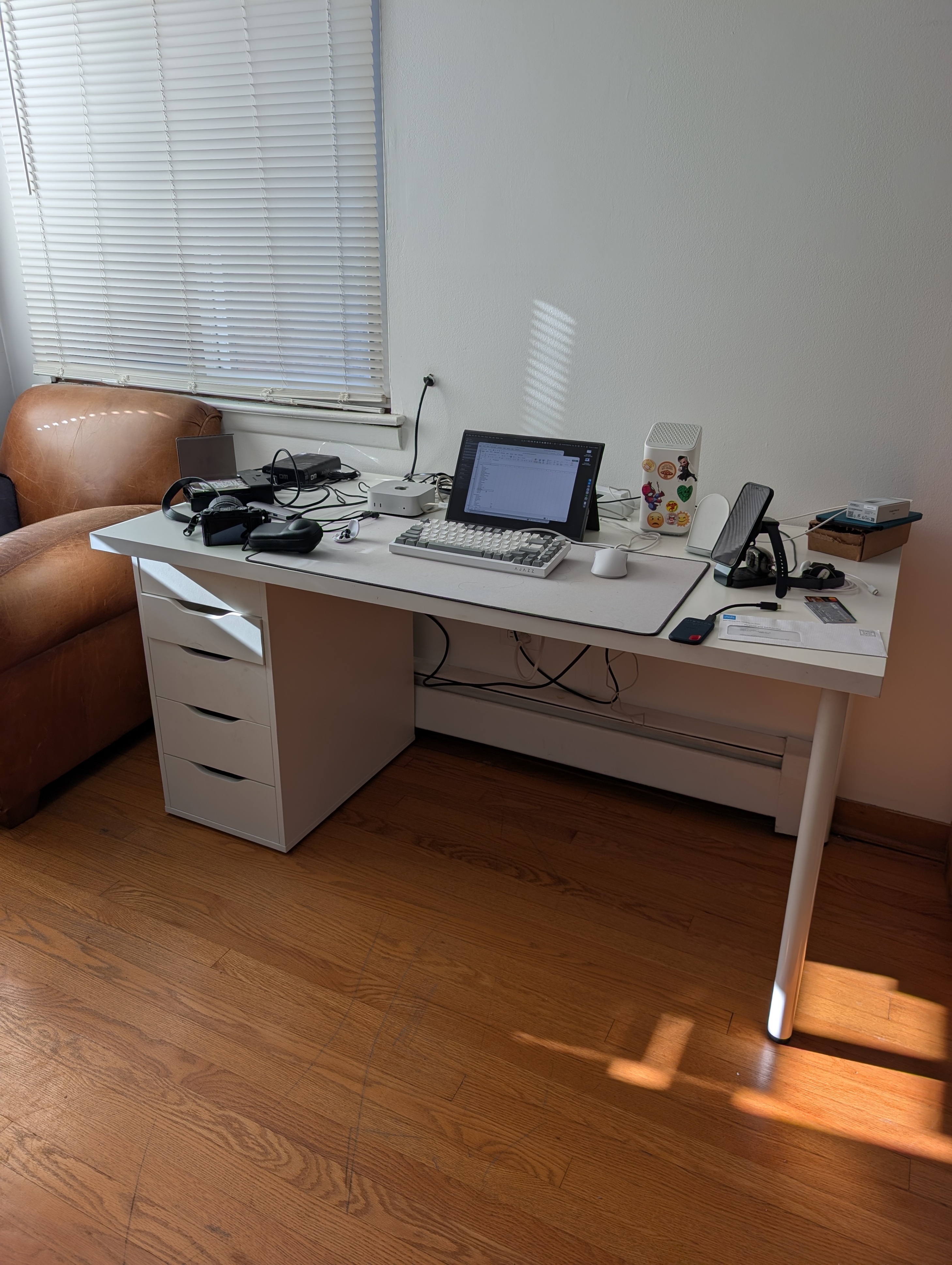 IKEA White Office Desk with Drawers and Office Chair