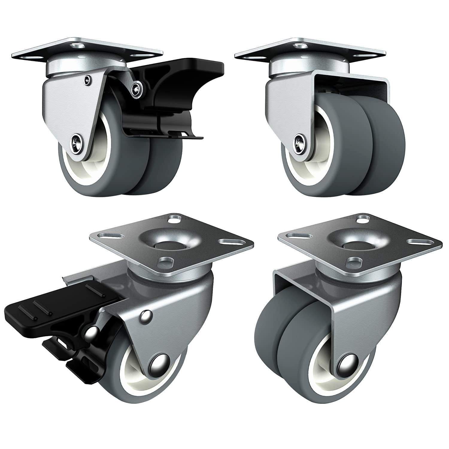 4 x Swivel Caster Wheels with Brakes