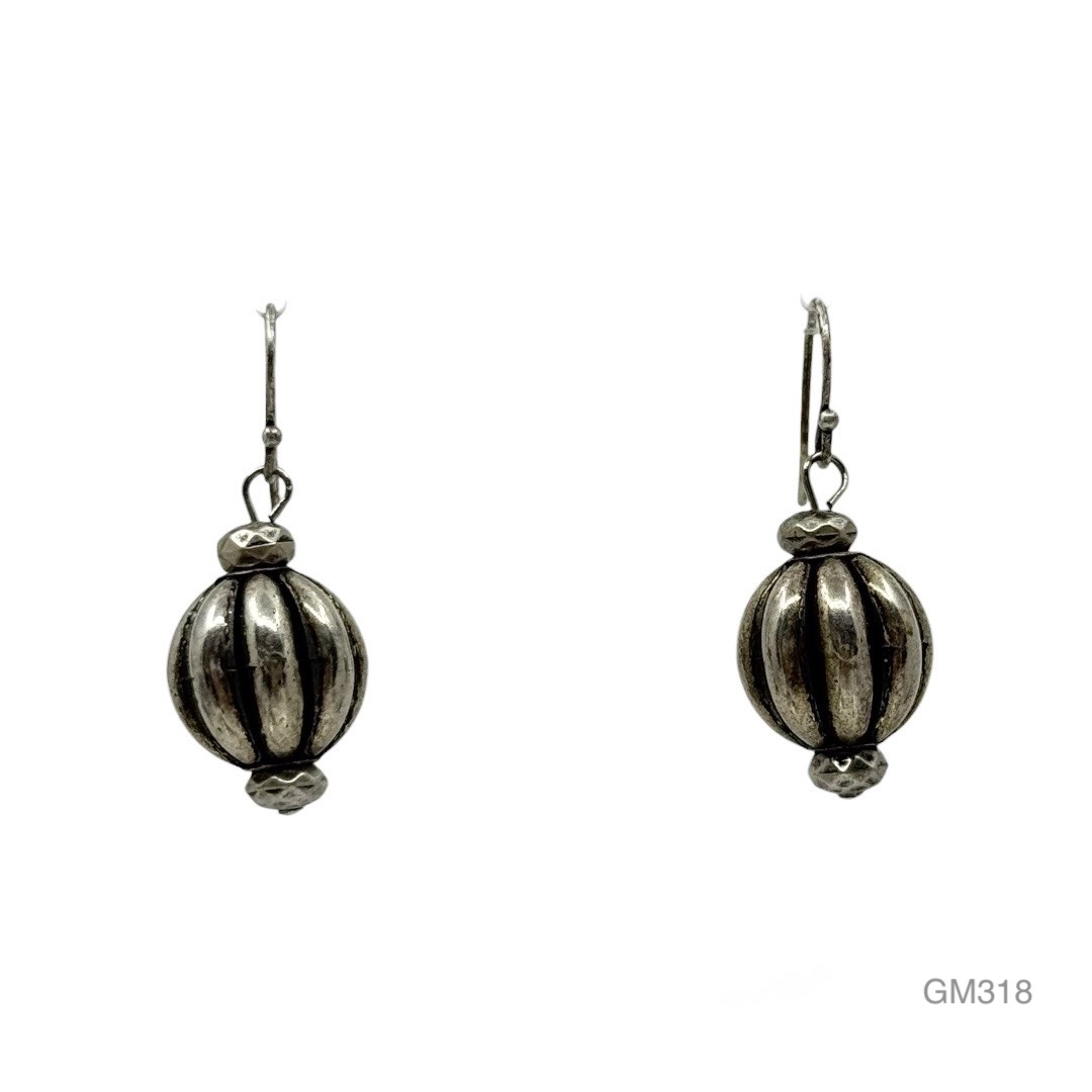 Hand Made sterling silver melon bead drop earrings - GM318