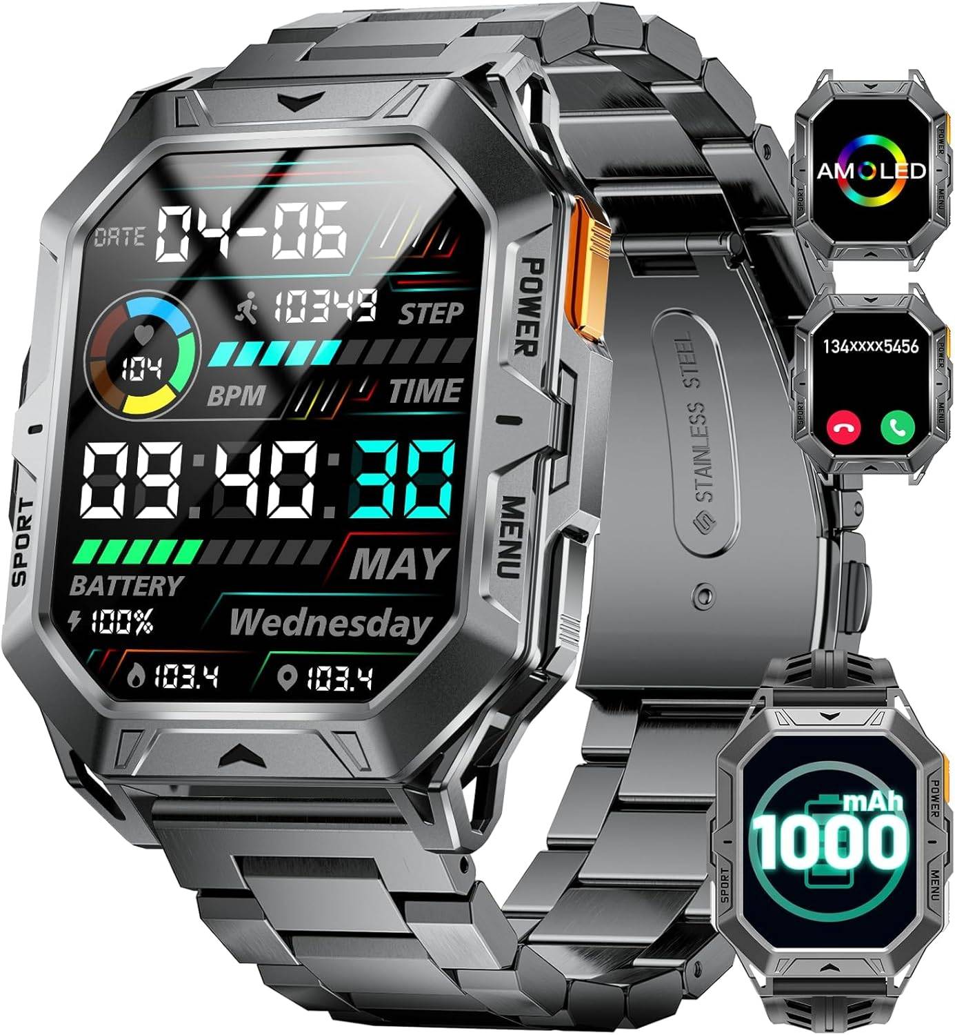 HIRREO Smart Watch with 1000mAh,2.13" Big Screen Smartwatch