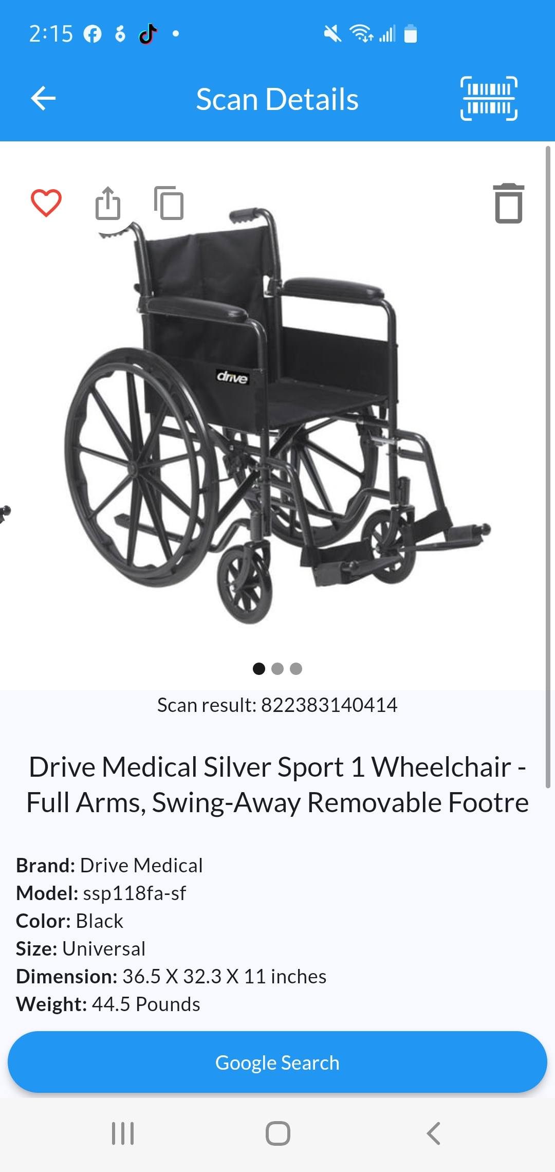 Silver Sport 1 Wheelchair – Swing‑Away Footrests, Full Arms - photo 2