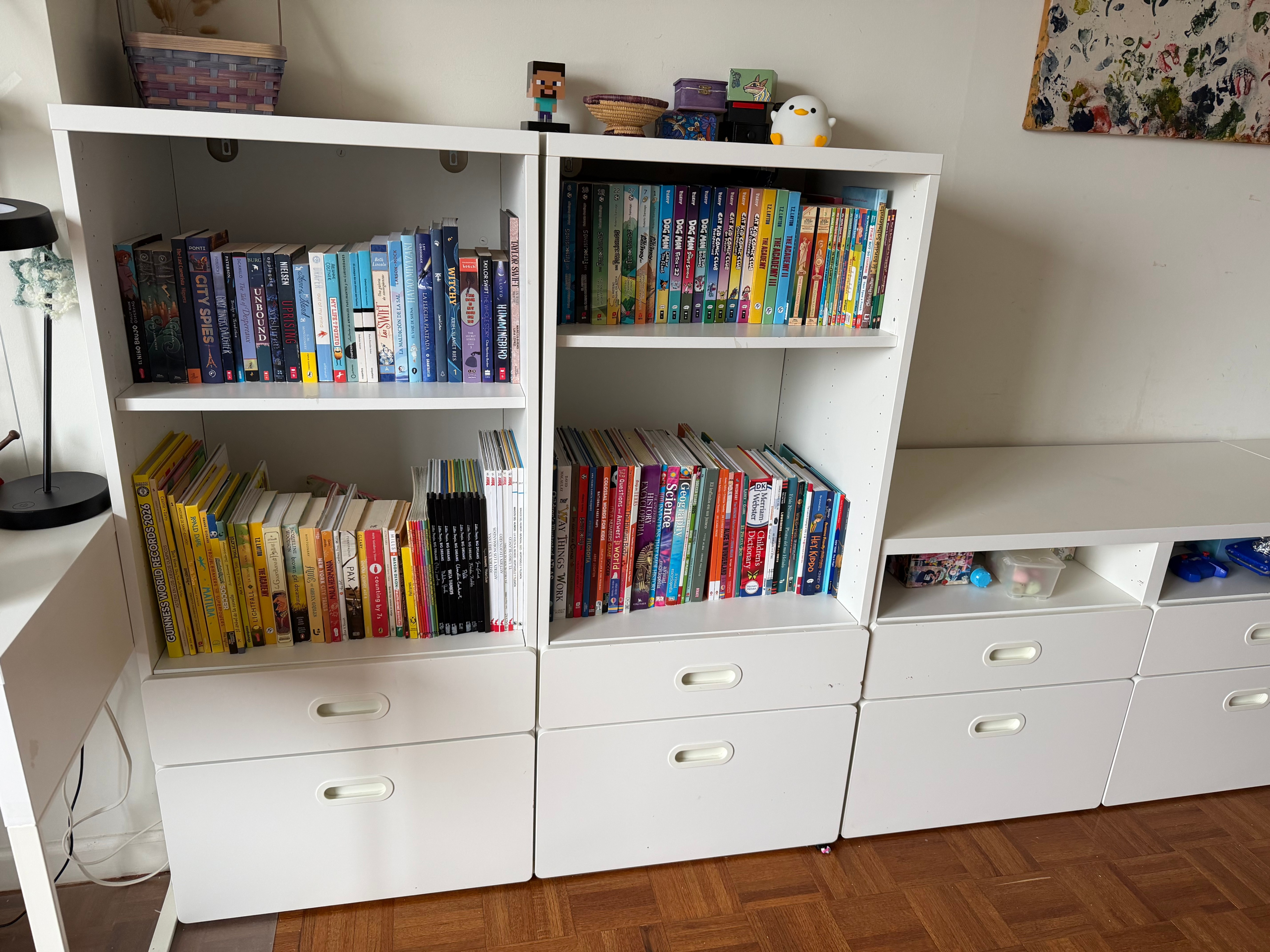 White Modular IKEA STUVA Storage Unit with Shelves and Drawers