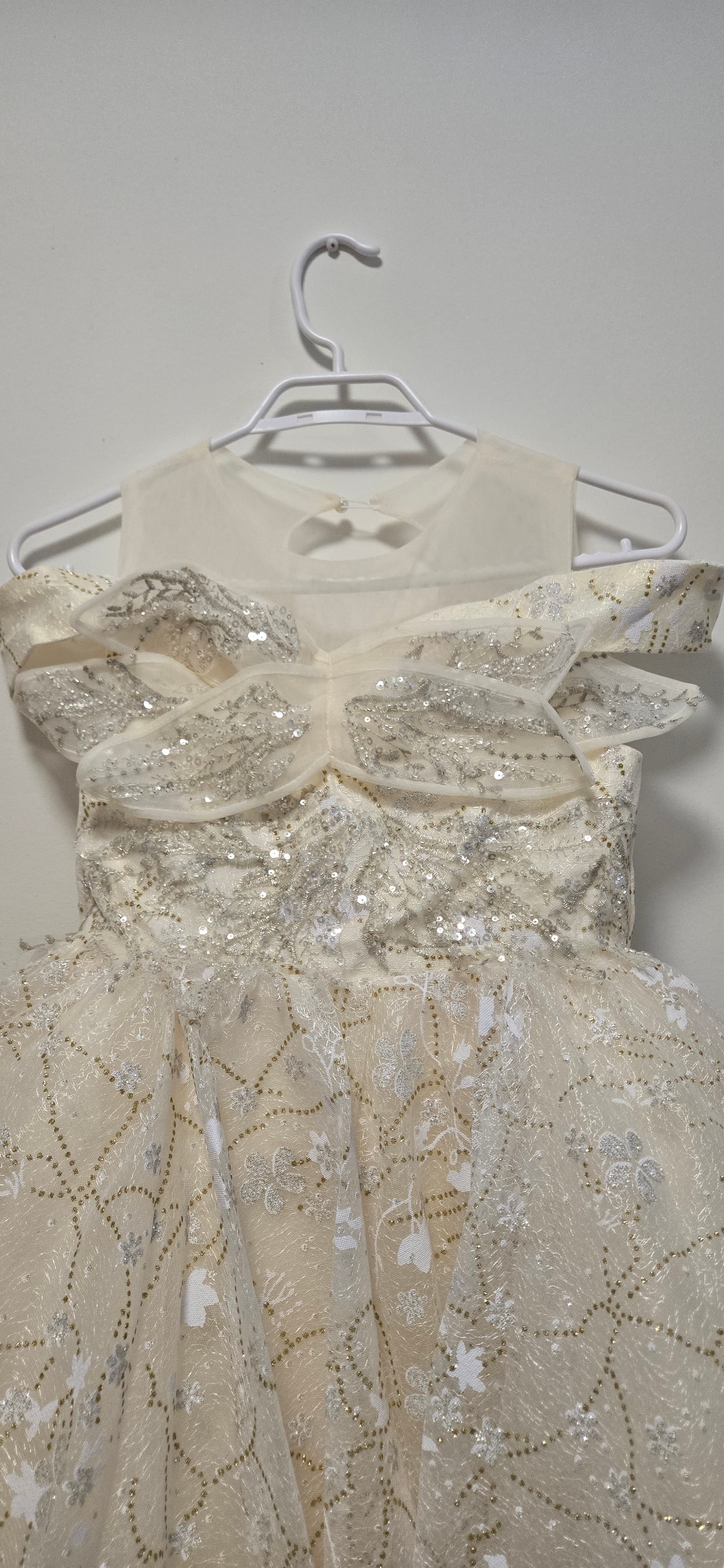 Cream Off-the-Shoulder Ball Gown with Sequin:88016s - photo 3