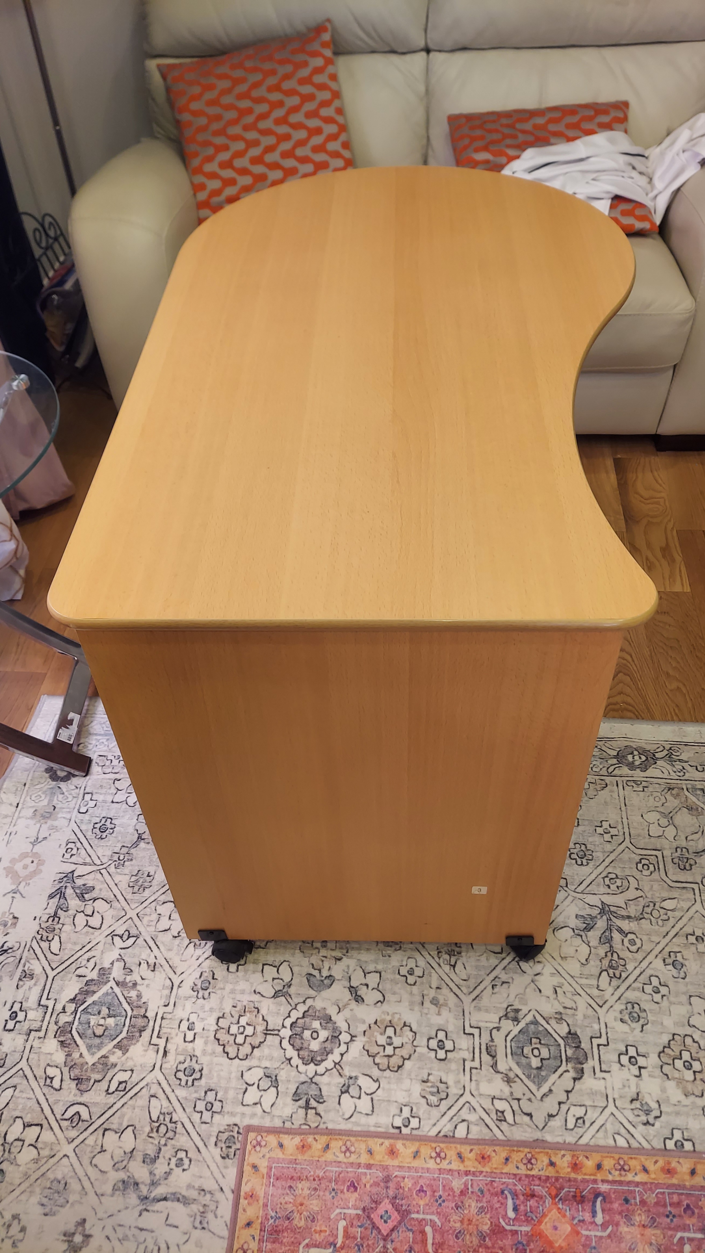 Beech Wood Computer Desk on Wheels - photo 3