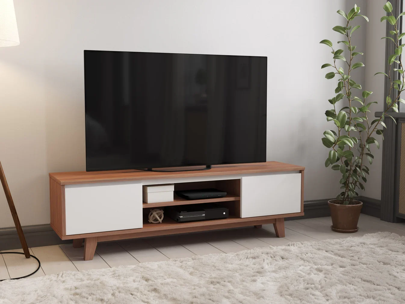 NEW Two-Tone Modern TV Stand with Storage | 63”