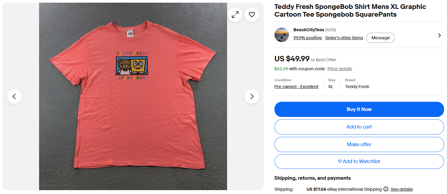 teddy fresh x spongebob 2020 limited edition t-shirt - photo 4