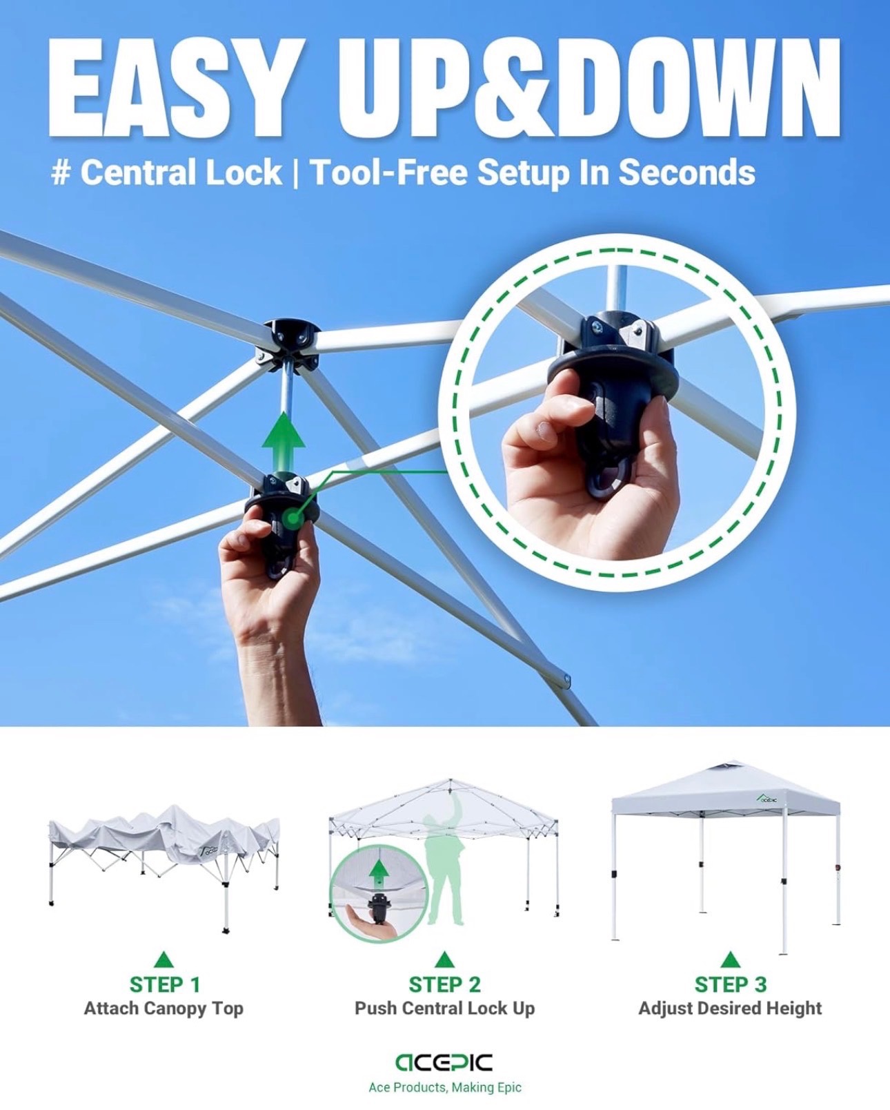 10x10ft Pop Up Canopy Tent Easy Setup Portable High Quality - photo 5